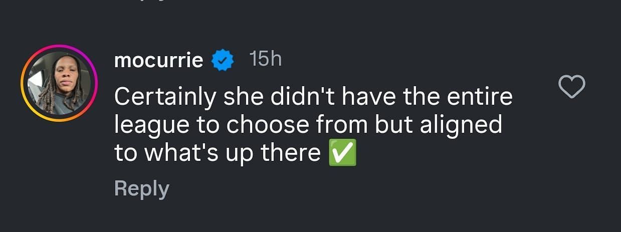 Monique Currie's reaction to Candace Parker's rankings
